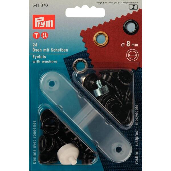 Maljer 24 stk  8 mm svart